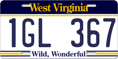 WV license plate 1GL367