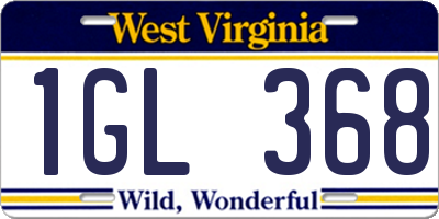 WV license plate 1GL368