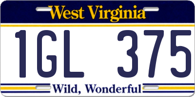 WV license plate 1GL375