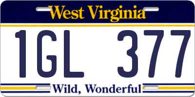 WV license plate 1GL377