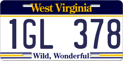 WV license plate 1GL378