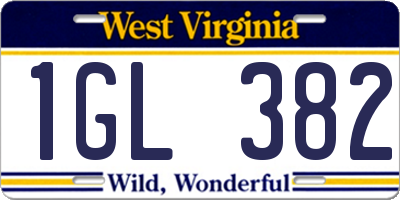 WV license plate 1GL382