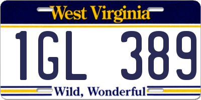 WV license plate 1GL389