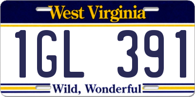WV license plate 1GL391