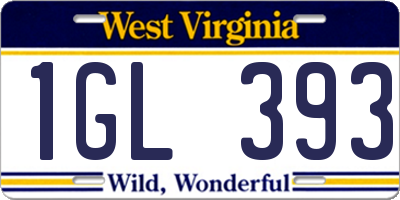 WV license plate 1GL393