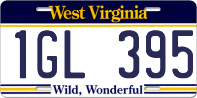 WV license plate 1GL395