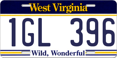 WV license plate 1GL396