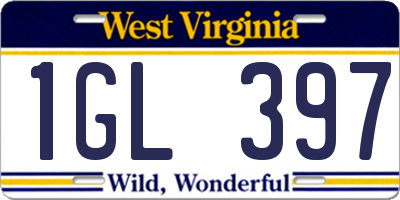 WV license plate 1GL397