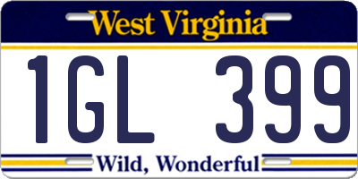 WV license plate 1GL399