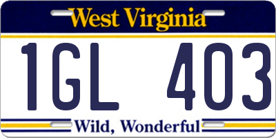WV license plate 1GL403