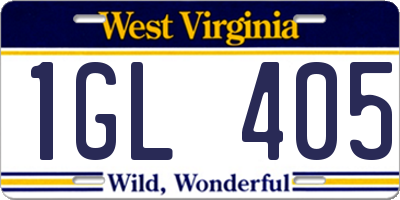 WV license plate 1GL405