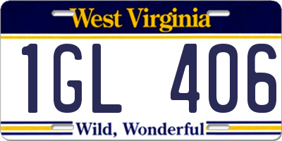 WV license plate 1GL406