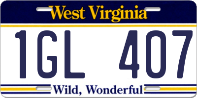 WV license plate 1GL407