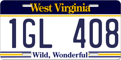 WV license plate 1GL408