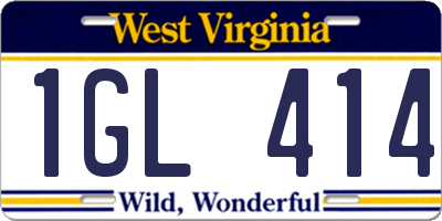 WV license plate 1GL414