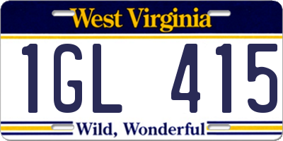 WV license plate 1GL415