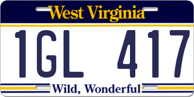 WV license plate 1GL417