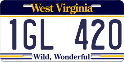 WV license plate 1GL420