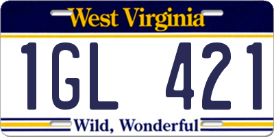 WV license plate 1GL421
