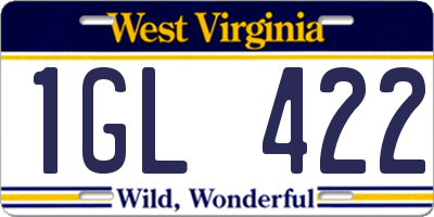 WV license plate 1GL422