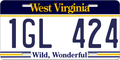 WV license plate 1GL424