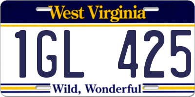 WV license plate 1GL425