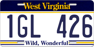 WV license plate 1GL426