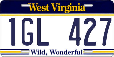 WV license plate 1GL427