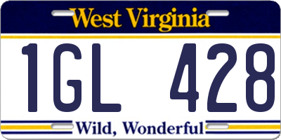 WV license plate 1GL428