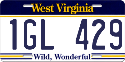 WV license plate 1GL429