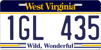WV license plate 1GL435