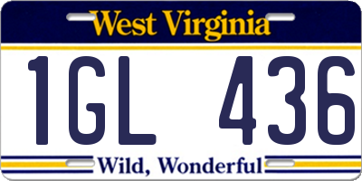 WV license plate 1GL436