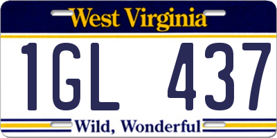 WV license plate 1GL437