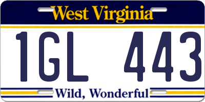 WV license plate 1GL443