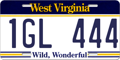WV license plate 1GL444