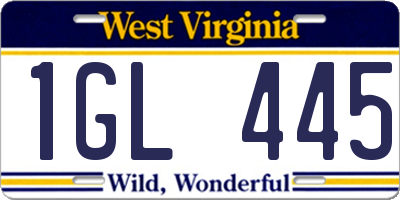 WV license plate 1GL445