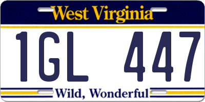 WV license plate 1GL447