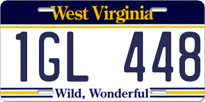 WV license plate 1GL448