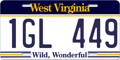 WV license plate 1GL449