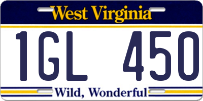 WV license plate 1GL450