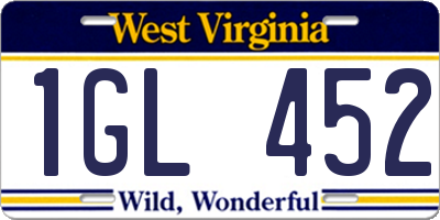 WV license plate 1GL452