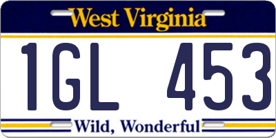 WV license plate 1GL453