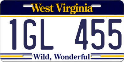 WV license plate 1GL455