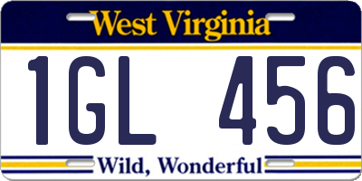 WV license plate 1GL456