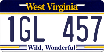 WV license plate 1GL457
