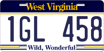 WV license plate 1GL458
