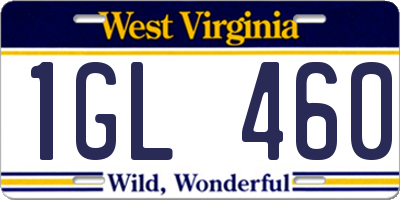 WV license plate 1GL460