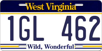 WV license plate 1GL462