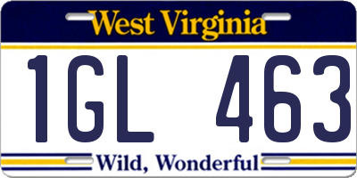 WV license plate 1GL463