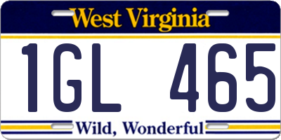 WV license plate 1GL465